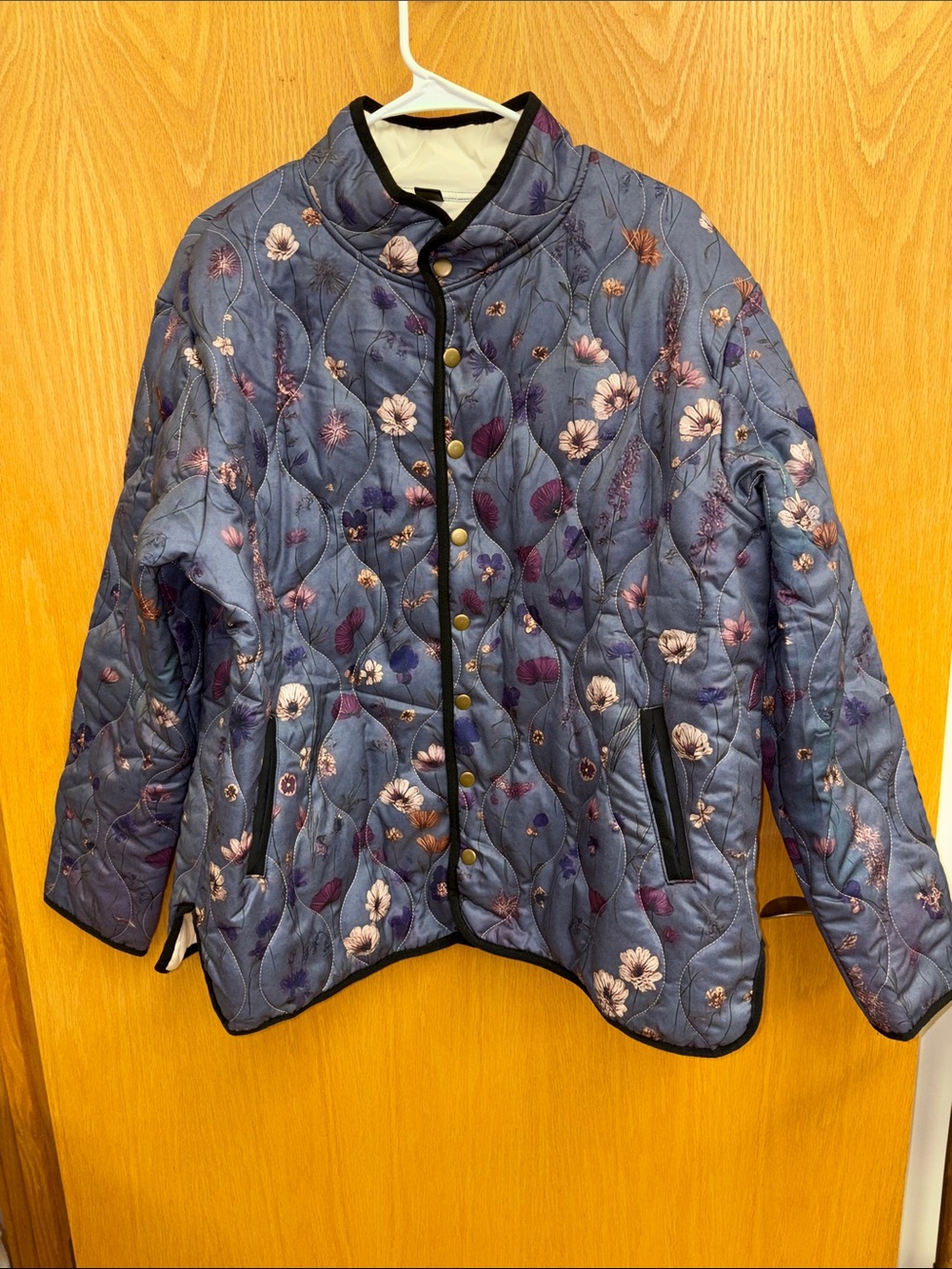 Quilted Floral Women's Jacket - Blue/Purple